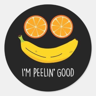 Ik ben Peelin Good Funny Fruit Pun Dark BG Ronde Sticker