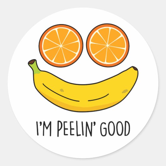 Ik ben Peelin Good Funny Fruit Pun Ronde Sticker (Voorkant)