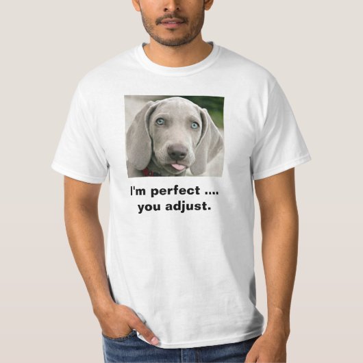Ik ben perfect als je Weimaraner aanpast T-shirt (Voorkant)