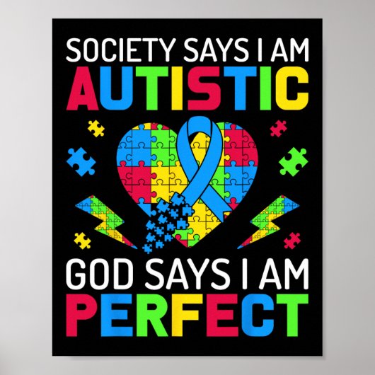 Ik ben Perfect Autisme Bewustzijn Kinder Jongens P Poster (Voorkant)