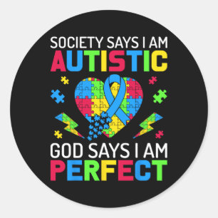 Ik ben Perfect Autisme Bewustzijn Kinder Jongens P Ronde Sticker
