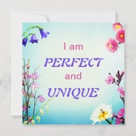 Ik ben perfect en uniek bevestigend kaartgebruik