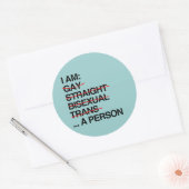 IK BEN PERSOON RONDE STICKER (Envelop)