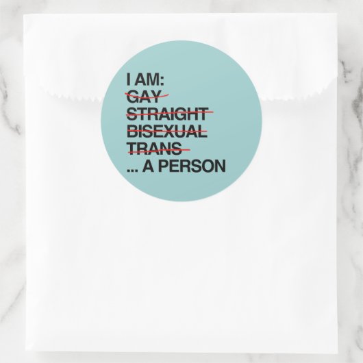 IK BEN PERSOON RONDE STICKER (Tas)