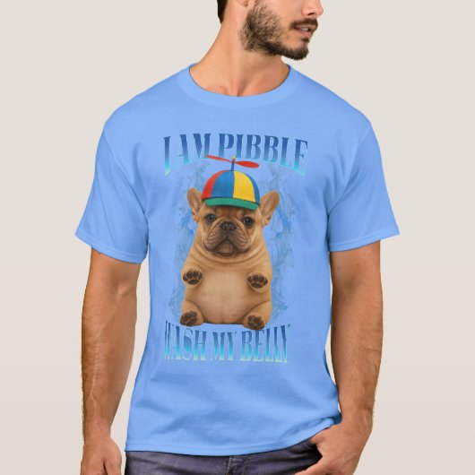 Ik ben Pibble Was Mijn Buik Grappige Pit Bull Hond T-shirt (Voorkant)