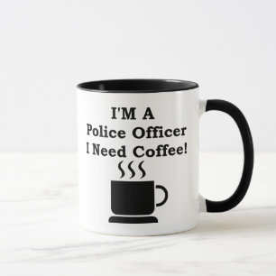 Ik ben politieagent, ik heb koffie nodig. mok