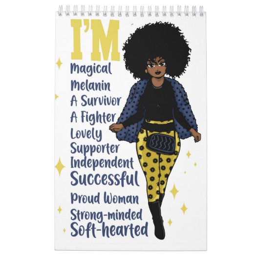 Ik ben positief motiveren inspireren melanine sist kalender (Achterkant)