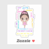 IK BEN - Positieve meisjesbevestigingen Ballerina  Sticker (Vel)