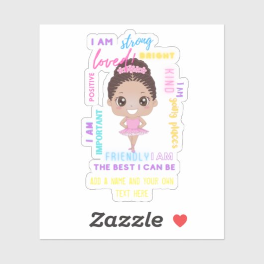 IK BEN - Positieve meisjesbevestigingen Ballerina  Sticker (Vel)
