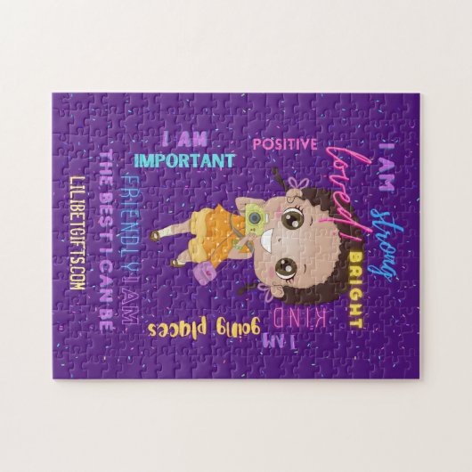 IK BEN - Positieve zwarte bruine meisjesbevestigin Legpuzzel (Horizontaal)