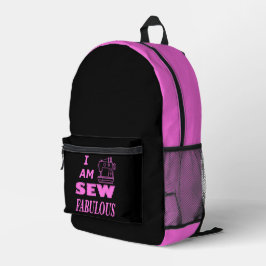 Ik ben prachtig naaid in zwart en roze bedrukte rugzak