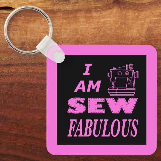 Ik ben prachtig naaid in zwart en roze sleutelhanger (Voorkant)