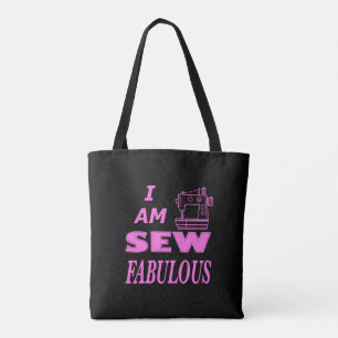 Ik ben prachtig naaid in zwart en roze tote bag