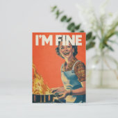 Ik ben prima 50 huisvrouw briefkaart (Staand voorkant)