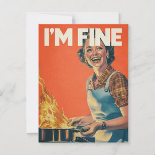 Ik ben prima 50 huisvrouw briefkaart