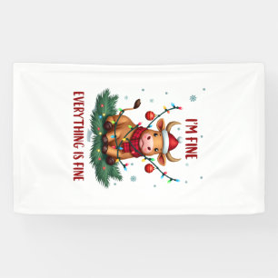 Ik ben prima, alles is prima kerst hoogland koe spandoek