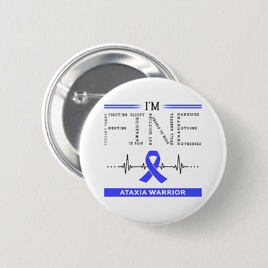 Ik ben prima Ataxia Warrior Ronde Button 5,7 Cm (Voorkant /achterkant)