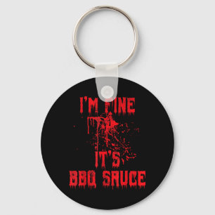 - Ik ben prima BBQ-saus Grappig Halloween-zombie Sleutelhanger
