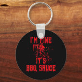 - Ik ben prima BBQ-saus Grappig Halloween-zombie Sleutelhanger (Voorkant)