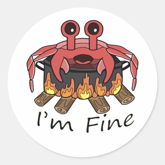 Ik ben prima kokende krab ronde sticker (Voorkant)