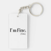 Ik ben prima (Lies) Acryl Sleutelhanger Minimalist (achterkant)