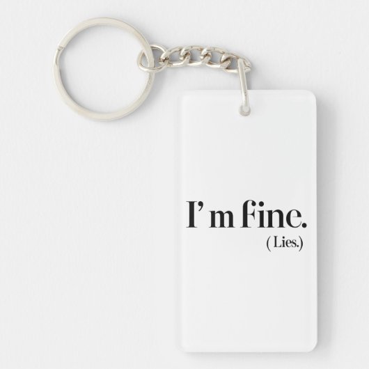 Ik ben prima (Lies) Acryl Sleutelhanger Minimalist (Voorkant)