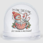 Ik ben prima met een Meltdown Snowman kerst Sneeuwbol (Achterkant)