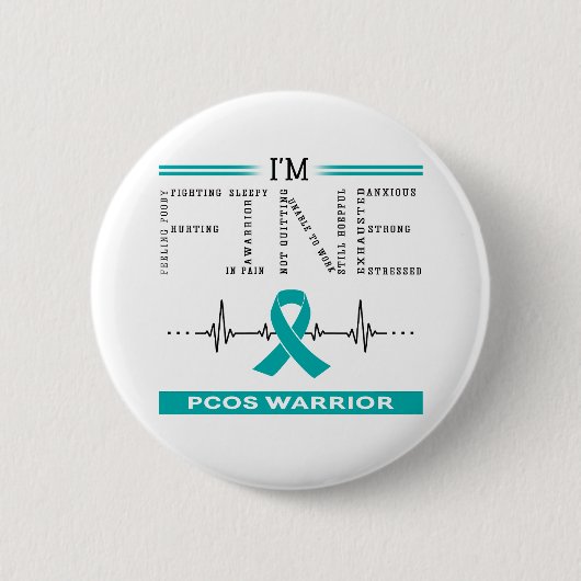 Ik ben prima PCOS krijger Ronde Button 5,7 Cm (Voorkant)