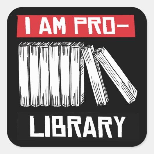 Ik ben pro bibliotheek vierkante sticker (Voorkant)