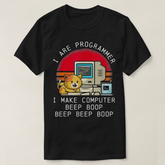 Ik ben programmeerkat kutteep boepretro t-shirt (Design voorkant)