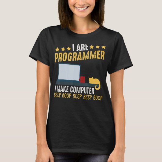 Ik ben Programmer Cat Coding Computer Party T-shirt (Voorkant)