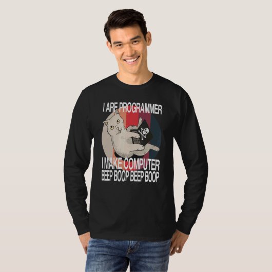 Ik ben Programmer Computer Cat Software Developer T-shirt (Voorkant volledig)
