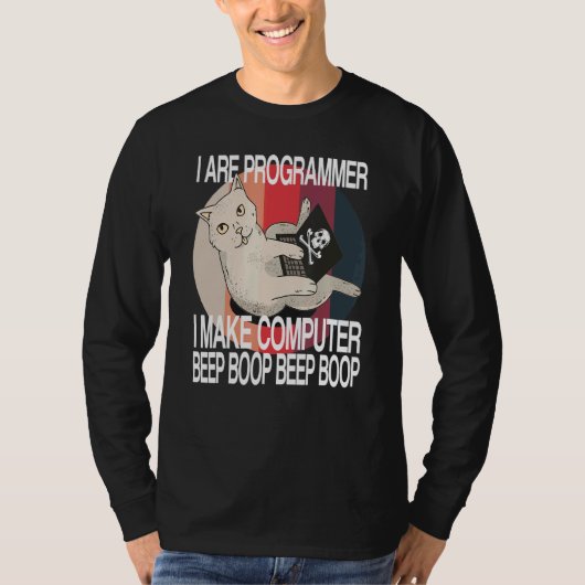 Ik ben Programmer Computer Cat Software Developer T-shirt (Voorkant)