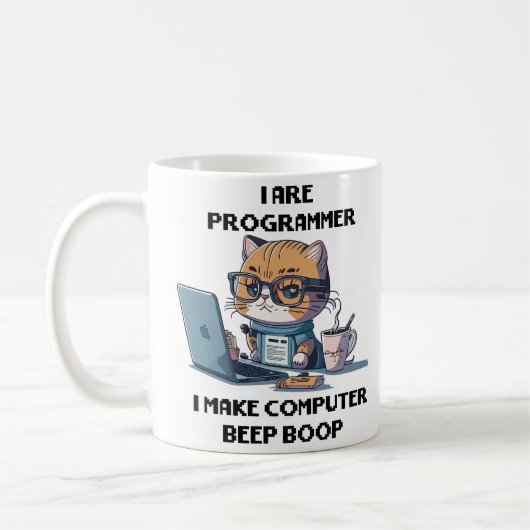Ik ben programmeur Cat Beep Boop cat Programmer Koffiemok (Links)