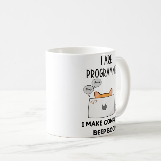 Ik ben programmeur Cat Beep Boop cat Programmer Koffiemok (Voorkant rechts)