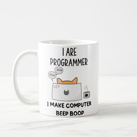 Ik ben programmeur Cat Beep Boop cat Programmer Koffiemok (Links)