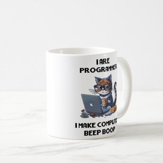 Ik ben programmeur Cat Beep Boop cat Programmer Koffiemok (Voorkant rechts)