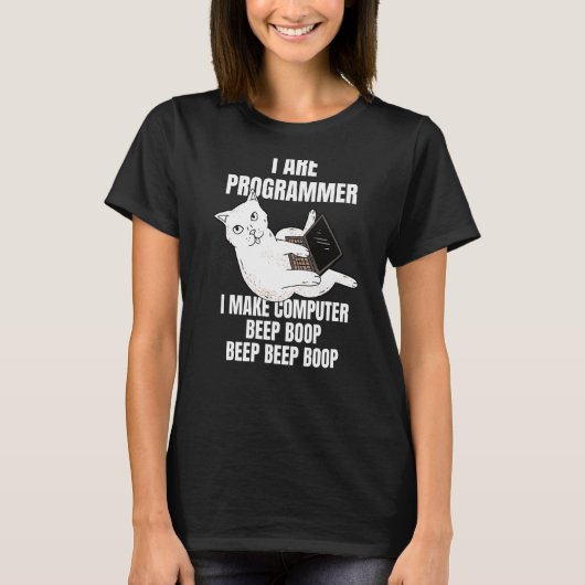 Ik ben programmeur Computer Kat Piep Boop Ik Grapp T-shirt (Voorkant)