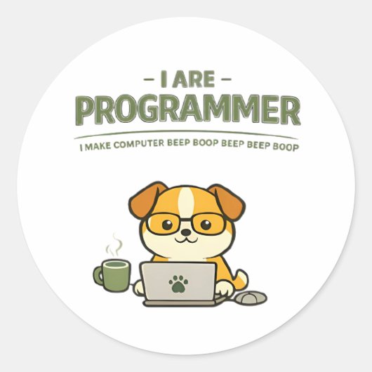 Ik Ben Programmeur Grappige Klassieke Sticker (Voorkant)