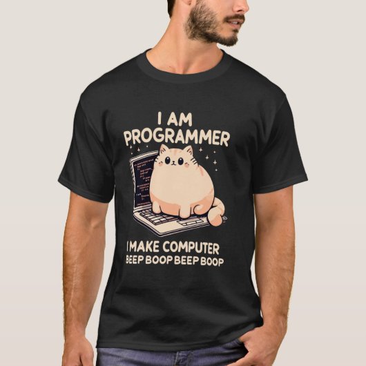 Ik ben programmeur ik maak computer kat coderen gr t-shirt (Voorkant)