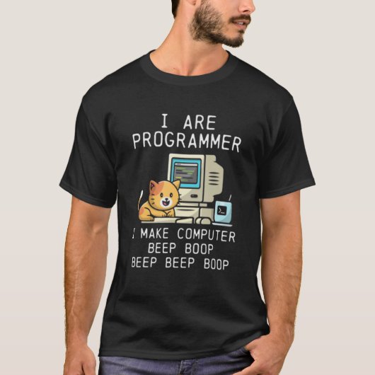 Ik Ben Programmeur Kat Ik Maak Computer Piep Boop T-shirt (Voorkant)