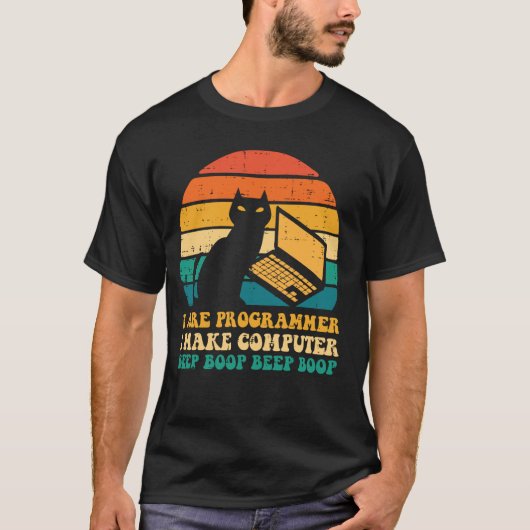 Ik Ben Programmeur Laat Computer Piep Boop Kat Vro T-shirt (Voorkant)