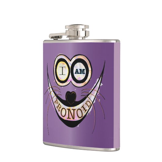 Ik ben PRONOID, optimistisch grappig citaat Heupfles (Links)