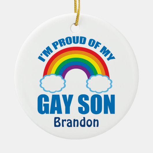 Ik ben Proud van mijn Gay Son Rainbow Mam Pap Mono Keramisch Ornament (Voorkant)