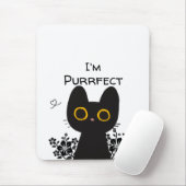 Ik ben Purrfect Cute Zwarte Kat Muismat (Met muis)