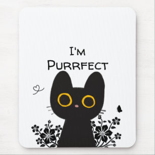 Ik ben Purrfect Cute Zwarte Kat Muismat