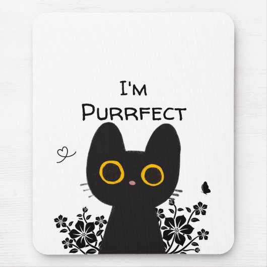 Ik ben Purrfect Cute Zwarte Kat Muismat (Voorkant)