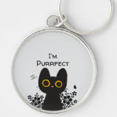 Ik ben Purrfecte Cute Zwarte Kat Sleutelhanger (Voorkant)