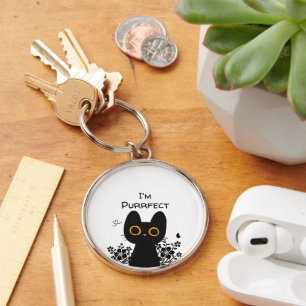 Ik ben Purrfecte Cute Zwarte Kat Sleutelhanger