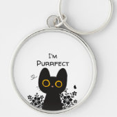 Ik ben Purrfecte Cute Zwarte Kat Sleutelhanger (Voorkant)